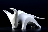 Modern abstract bull sculpture