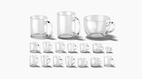 18 Glass Mug Shapes - transparent cups with different forms and sizes