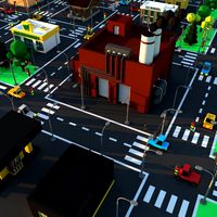 Cute Cartoon Village constructor Collection Low Poly (335945)