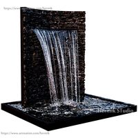 Waterfall fountains rock panel 3D model