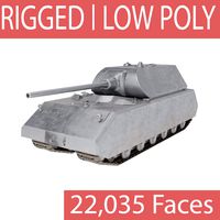 Maus Tank - Game-Ready - RIGGED - LOW-POLY - Low-poly 3D model