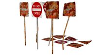Do Not Enter signs Rusted Old and Clean versions Low-poly 3D model