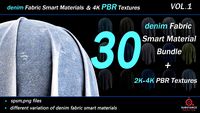 30 Denim Fabric Smart Material Bundle + 4K PBR Texture_VOL_01