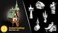 23 Stylized Buildings Base mesh Vol.3
