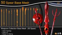 50 Spear Base Mesh VOL 01 - Game Ready