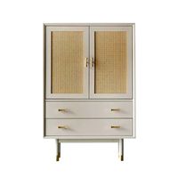 Bund Woody White Rattan High Cabinet