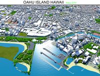 Oahu Island Hawaii city USA 3d model 80km