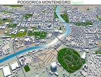 Podgorica city Montenegro 3d model 30km