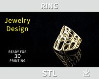 3D model Mesh Ring / Voronoi Ring / 3D Jewelry file / STL File for 3D Printing