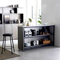 Modern Dean Marble Metal Gray Storage Island Dining Table