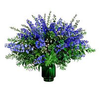 Green Bouquet of violet and blue flowers