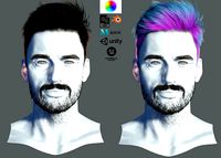 Realtime hair man low poly Hairstyle Game Ready