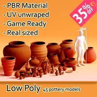 Low-Poly Pottery Pack - 45 Models