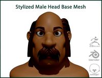 Male Head Stylized Base mesh with Hair in blender curve 2
