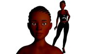 african Cartoon Girl  woman Rigged 3D model