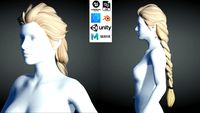 Realtime hair princess braid Long 3D