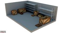 Industrial Shelving and Wood Box