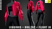 Womens - Leggings + Bra Top + Flight JK