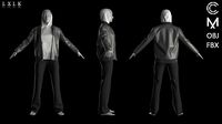 Women's casual outfit set (leather jacket, hoodie, pants)