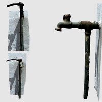 Tab water rusty photorealistic