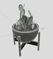 A wooden frame supports a flowerpot 3D model