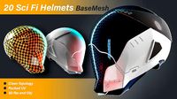 20 Sci-Fi Helmets Base Mesh