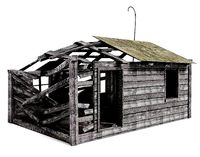 Wooden old burned house as1