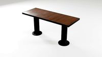 A modern rectangular wooden table with a metal support id6