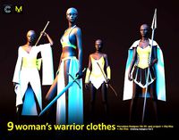 9 WOMEN WARRIOR CLOTHES   VARIOUS STYLES    MD and CLO3D