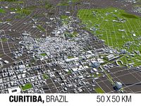 Curitiba Brazil 50x50km City Map