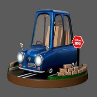 Car race Blue cartoon 3D model