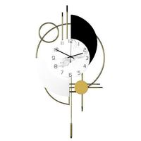 Modern 3D Round Wall Clock Decor Gold Pendulum Geometric