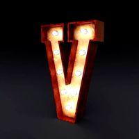 Marquee letter V wooden glow sign 3dmodel