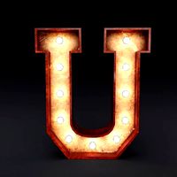 Marquee letter U wooden glow sign 3dmodel