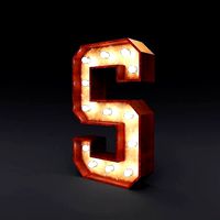 Marquee letter S wooden glow sign 3dmodel