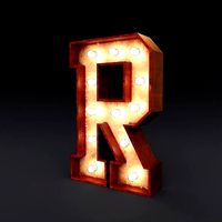Marquee letter R wooden glow sign 3dmodel