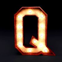 Marquee letter Q wooden glow sign 3dmodel
