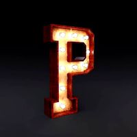 Marquee letter P wooden glow sign 3dmodel