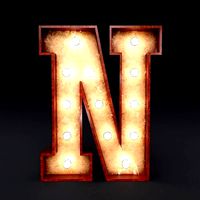 Marquee letter N wooden glow sign 3dmodel