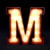 Marquee letter M wooden glow sign 3dmodel