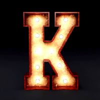 Marquee letter K wooden glow sign 3dmodel