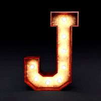 Marquee letter J wooden glow sign 3dmodel