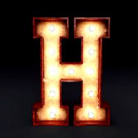 Marquee letter H wooden glow sign 3dmodel