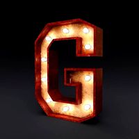 Marquee letter G wooden glow sign 3dmodel