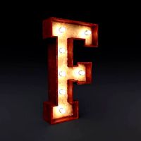 Marquee letter F wooden glow sign 3dmodel