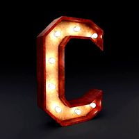 Marquee letter C wooden glow sign 3dmodel