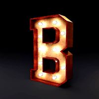 Marquee letter B wooden glow sign 3dmodel