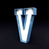 Marquee letter V glow sign 3dmodel