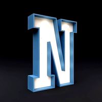 Marquee letter N glow sign 3dmodel