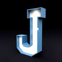 Marquee letter J glow sign 3dmodel